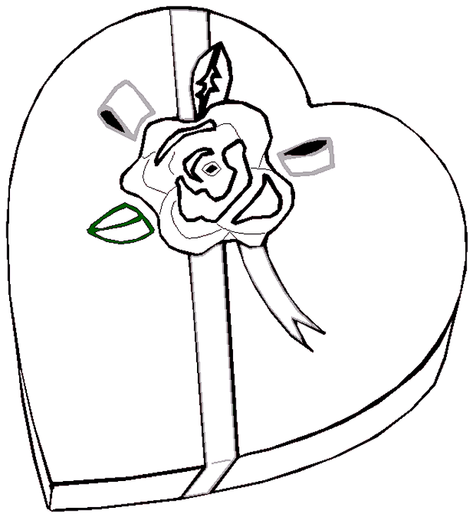 Click here to Print this Valentine coloring page. Color hearts, doves, boxes of Valentine's candy and more.